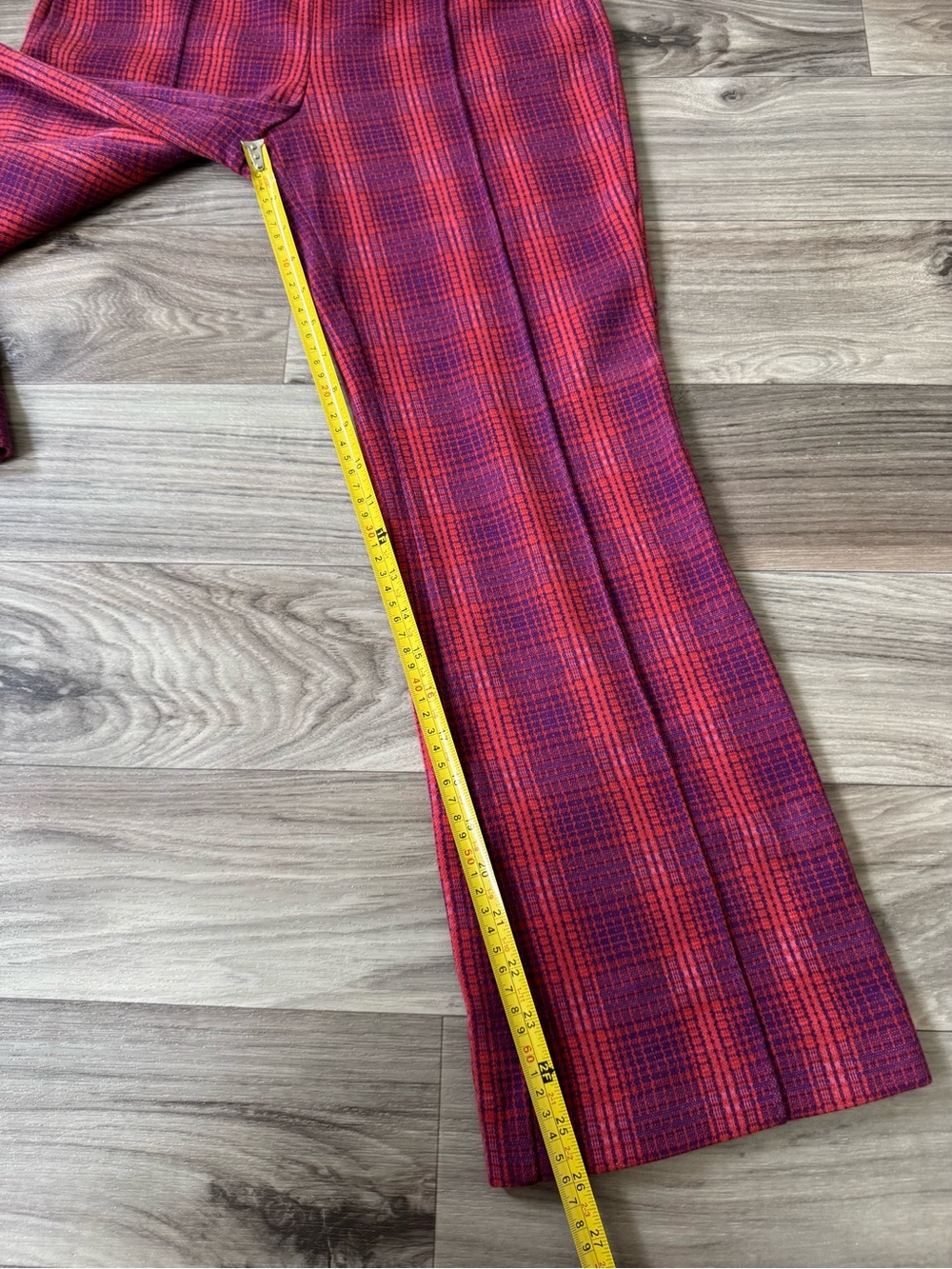 Maeve by Anthropologie Margot Kick-Flare Pants in Red and Purple Plaid Sz Small - Picture 8 of 10
